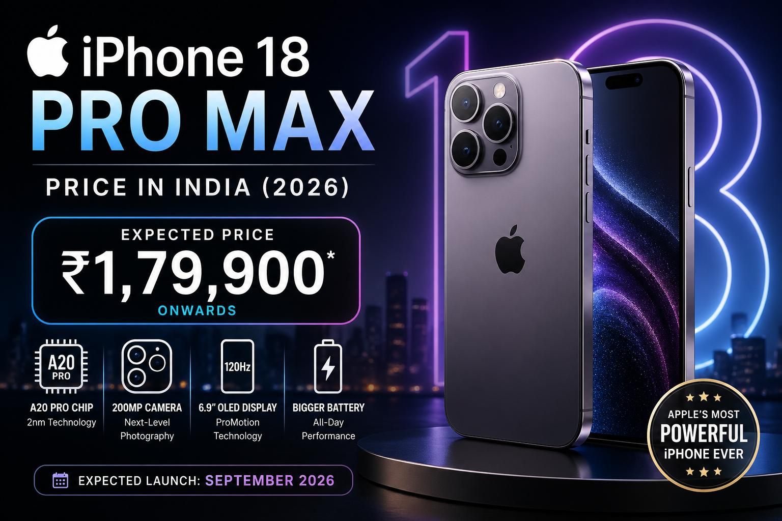 iPhone 18 Pro Max Price in India – Expected Cost, Features & Full Details (2026)
