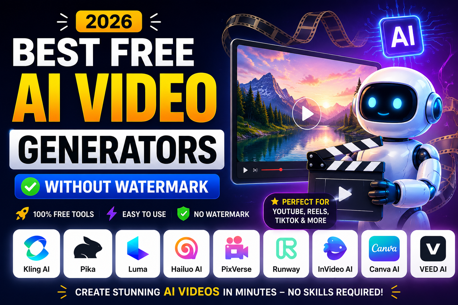Best Free AI Video Generators Without Watermark in 2026