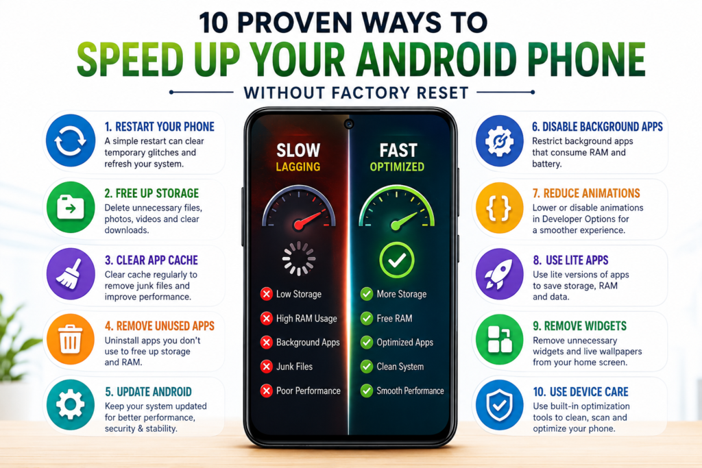 how to speed up android phone without factory reset