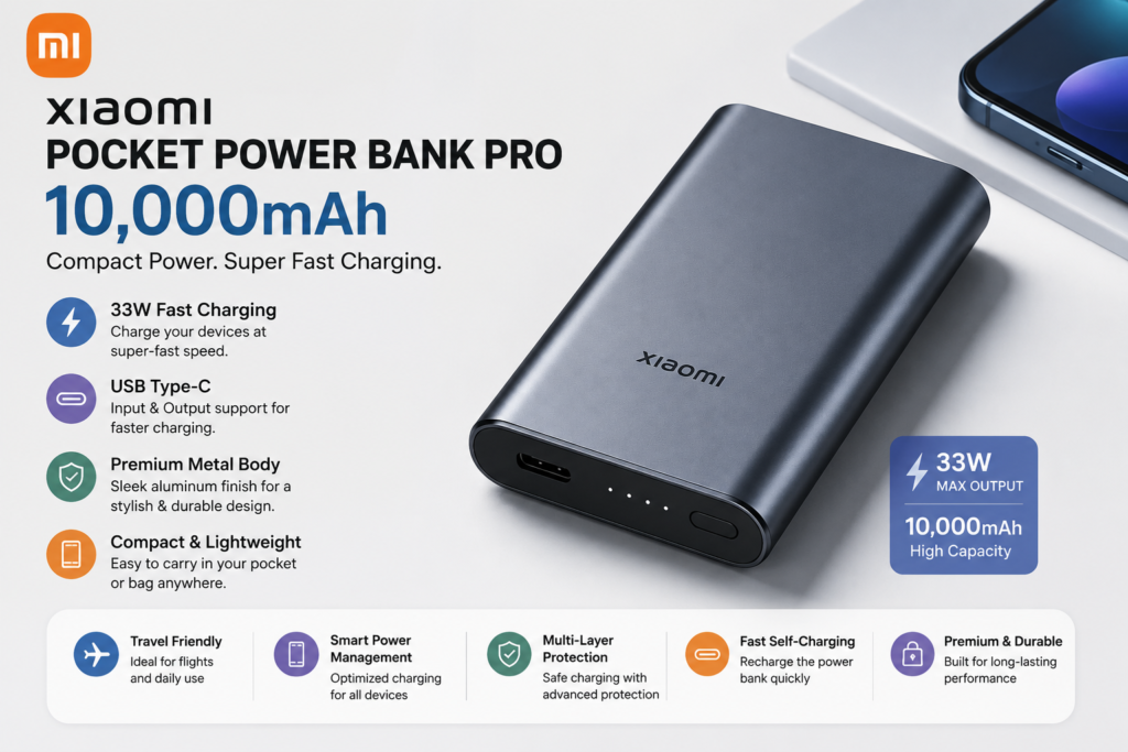 Xiaomi Pocket Power Bank Pro 10,000mAh – Best Compact Power Bank