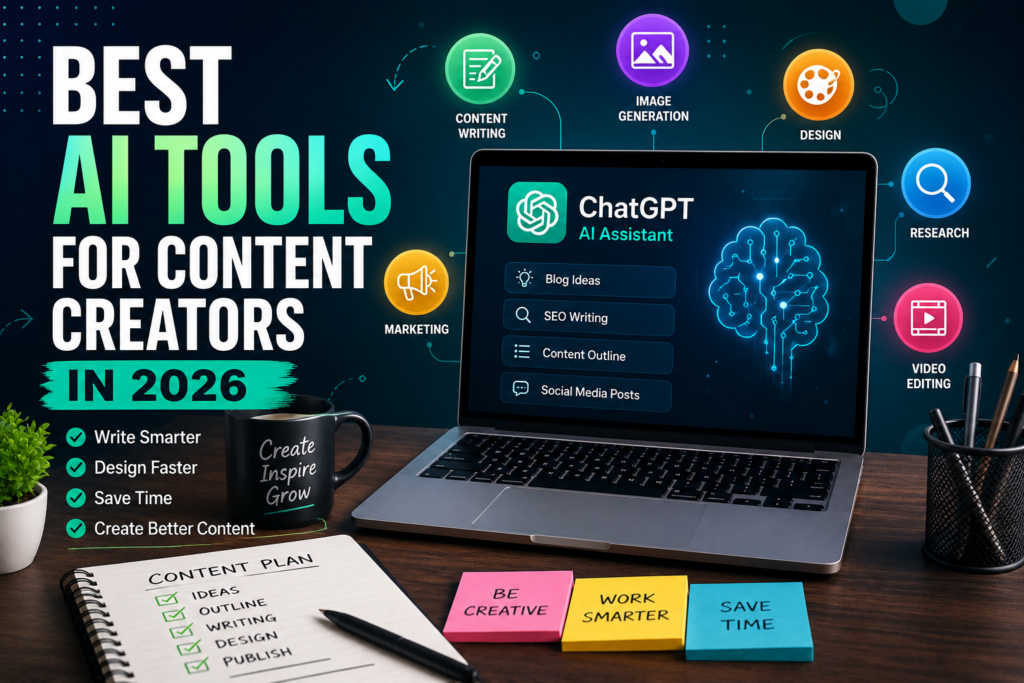 ChatGPT AI writing assistant helping content creators write blog posts, generate ideas, and create SEO-friendly content in 2026.